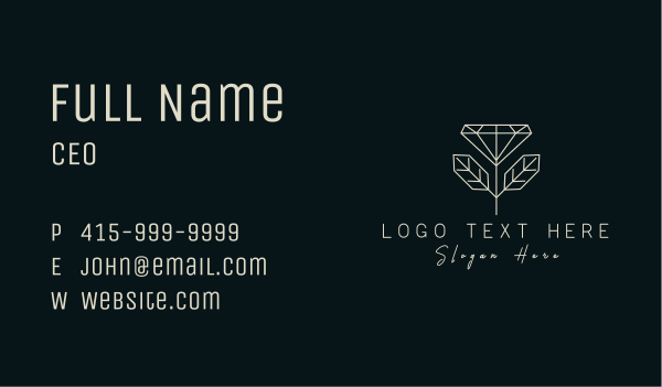 Leaf Crystal Jewelry Business Card Design Image Preview