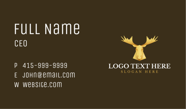 Golden Moose Antler Business Card Design Image Preview