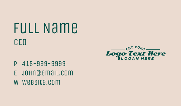 Casual Script Wordmark Business Card Design Image Preview