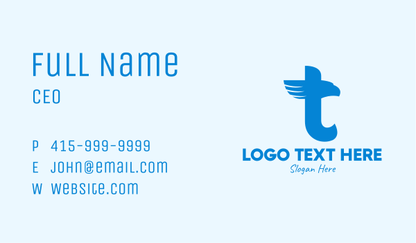 Blue Eagle Letter T Business Card Design