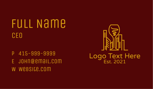 City Wine Glass Business Card Design Image Preview