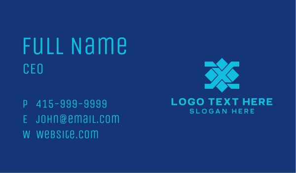 Blue Diamond Letter X Business Card Design Image Preview
