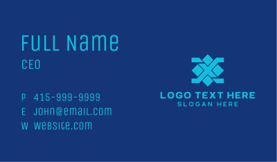 Blue Diamond Letter X Business Card Image Preview