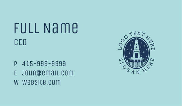 Blue  Lighthouse Tower Business Card Design Image Preview