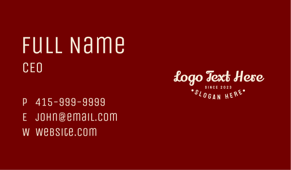 Retro Style Script Wordmark Business Card Design Image Preview