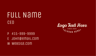 Retro Style Script Wordmark Business Card Image Preview