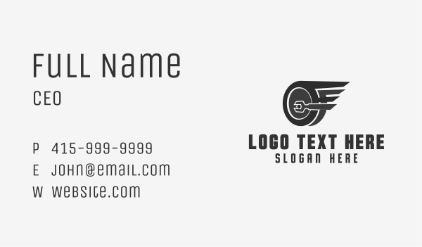 Wheel Wings Wrench Business Card Design Image Preview