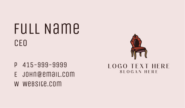Vintage Home Chair Business Card Design Image Preview