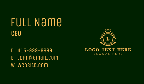 Flourish Leaf Crest Business Card Design Image Preview