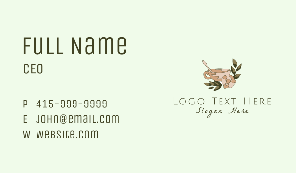 Floral Ceramic Cup Business Card Design Image Preview