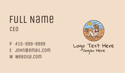 Beach Sun Tanning Lady  Business Card Image Preview