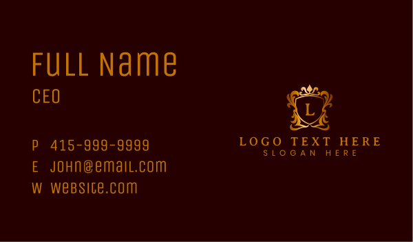 Crown Crest Shield Business Card Design Image Preview