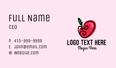 Lovely Apple Heart Business Card Image Preview