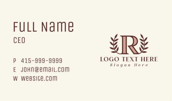 Laurel Leaf Letter R Business Card Design Image Preview