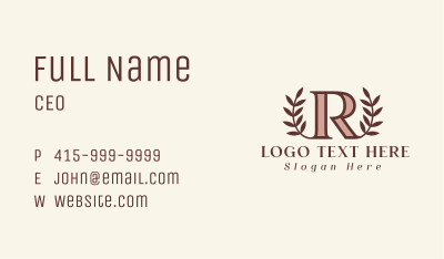 Laurel Leaf Letter R Business Card Image Preview