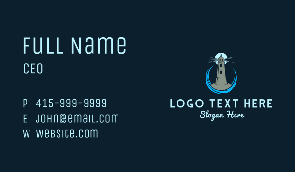 Lighthouse Coast Wave Business Card Design Image Preview