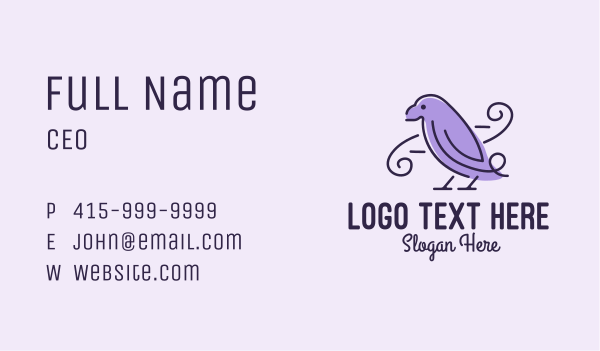 Purple Sparrow Bird  Business Card Design Image Preview