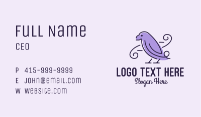 Purple Sparrow Bird  Business Card Image Preview