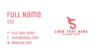 Red Stroke Number 5 Business Card Image Preview