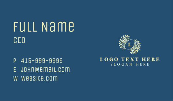Leafy Elegant Lettermark Business Card Design Image Preview
