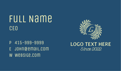 Leafy Elegant Lettermark Business Card
