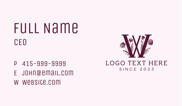Flower Fashion Letter W  Business Card Design Image Preview
