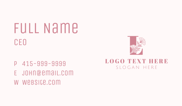 Pink Feminine Letter L Business Card Design Image Preview