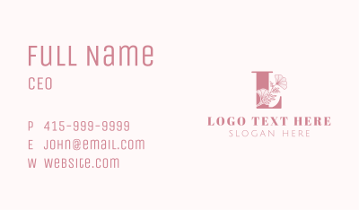 Pink Feminine Letter L Business Card Image Preview
