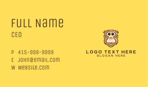 Cute Monkey Head Business Card Design Image Preview