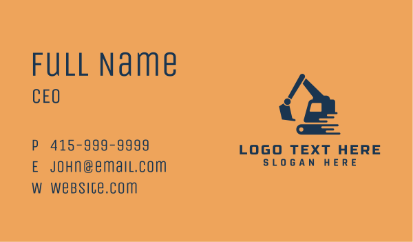 Blue Backhoe Construction Business Card Design Image Preview