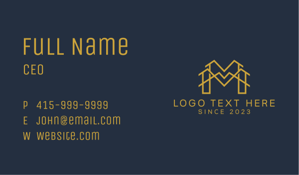 Gold Contractor Letter M  Business Card Design Image Preview