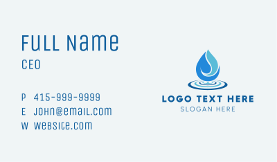 Water Sustainable Droplet  Business Card