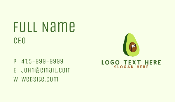 Avocado Mascot Face Business Card Design Image Preview