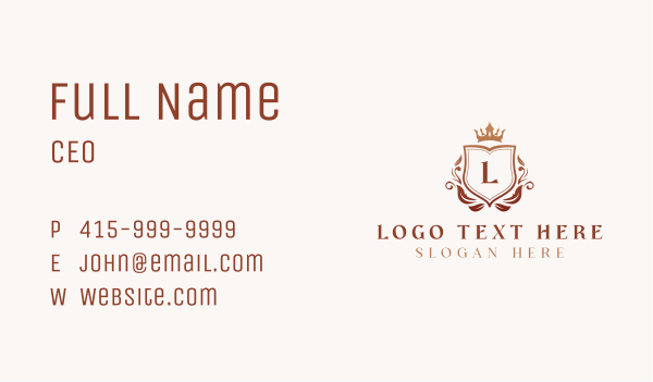 Luxury Hotel Crown Shield Business Card Design Image Preview