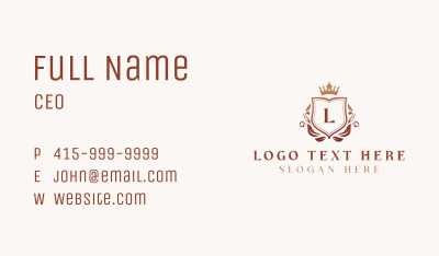 Luxury Hotel Crown Shield Business Card Image Preview