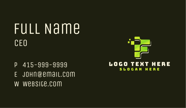 Change name to Tech Pixel Letter F Business Card Design Image Preview