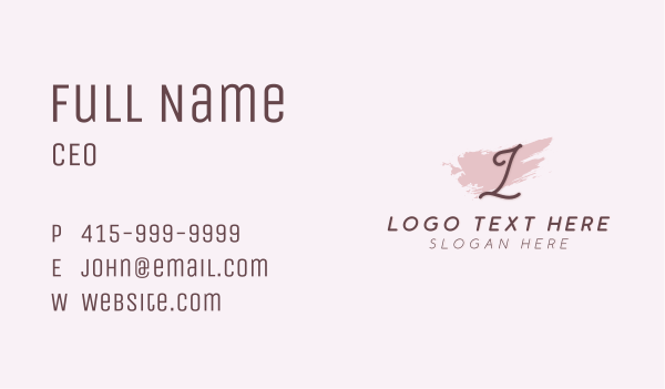 Feminine Brush Cosmetics Business Card Design Image Preview