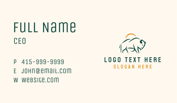 Buffalo Bison Wildlife Business Card Design Image Preview
