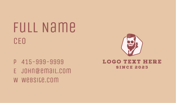 Hipster Man Barbershop Business Card Design Image Preview