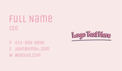 Pink Playful Wordmark Business Card Image Preview