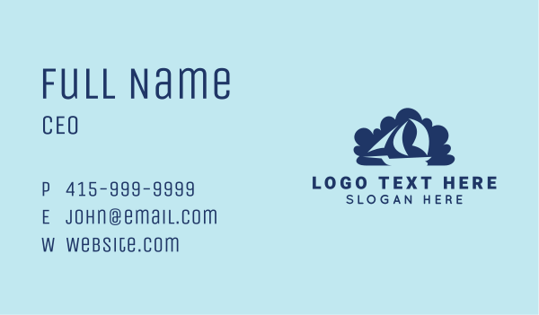 Blue Cloud Boat  Business Card Design Image Preview