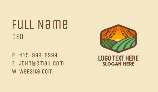 Meadow Sunrise Badge Business Card Design Image Preview
