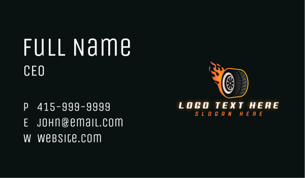 Flame Wheel Automotive Business Card Design Image Preview