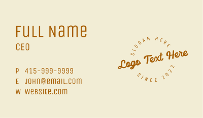 Brown Retro Wordmark Business Card Image Preview