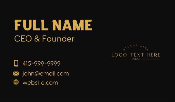 Luxury Company Wordmark Business Card Design