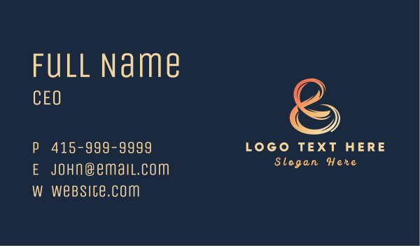 Orange Ampersand Typography Business Card Design Image Preview