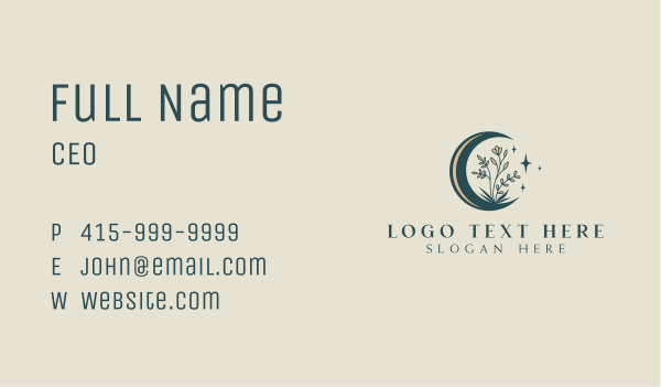 Organic Floral Moon  Business Card Design Image Preview