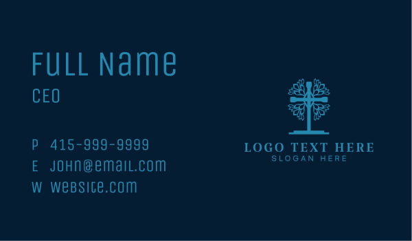 Blue Crucifix Church Business Card Design Image Preview