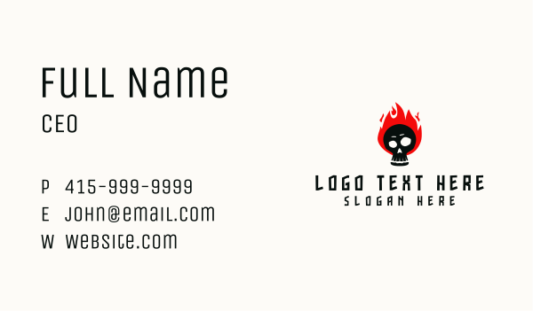 Spooky Fire Skull Business Card Design Image Preview