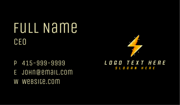 Pixel Lightning Bolt Business Card Design Image Preview